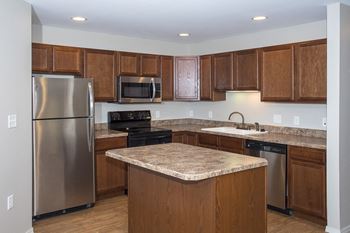 Kitchen island at Thomasbrook Apartments in Lincoln, NE