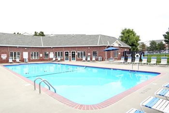 Heated swimming pool at Tranquility Pointe Apartments in Omaha, NE