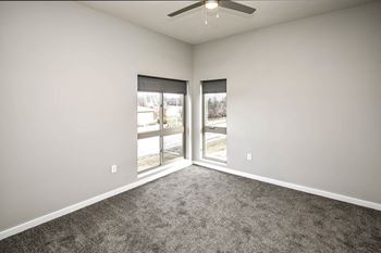 Bedroom with carpeting at Vue 178 in Omaha, NE
