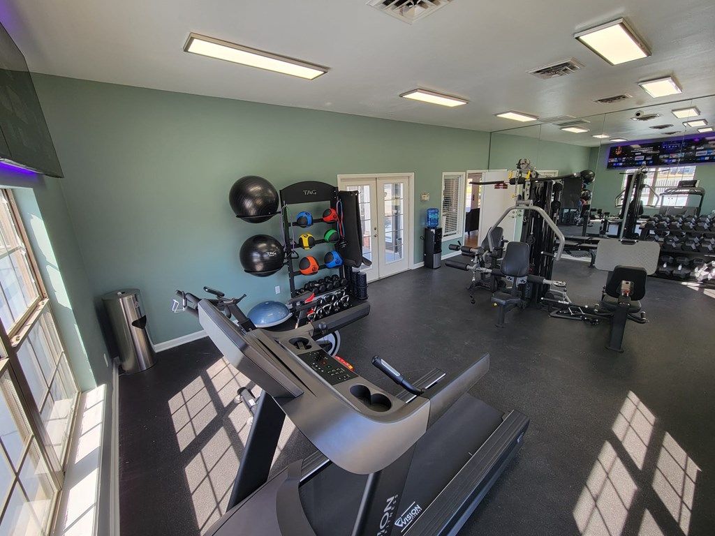 Newly renovated fitness center at Parham Pointe Apartments in Little Rock, AR