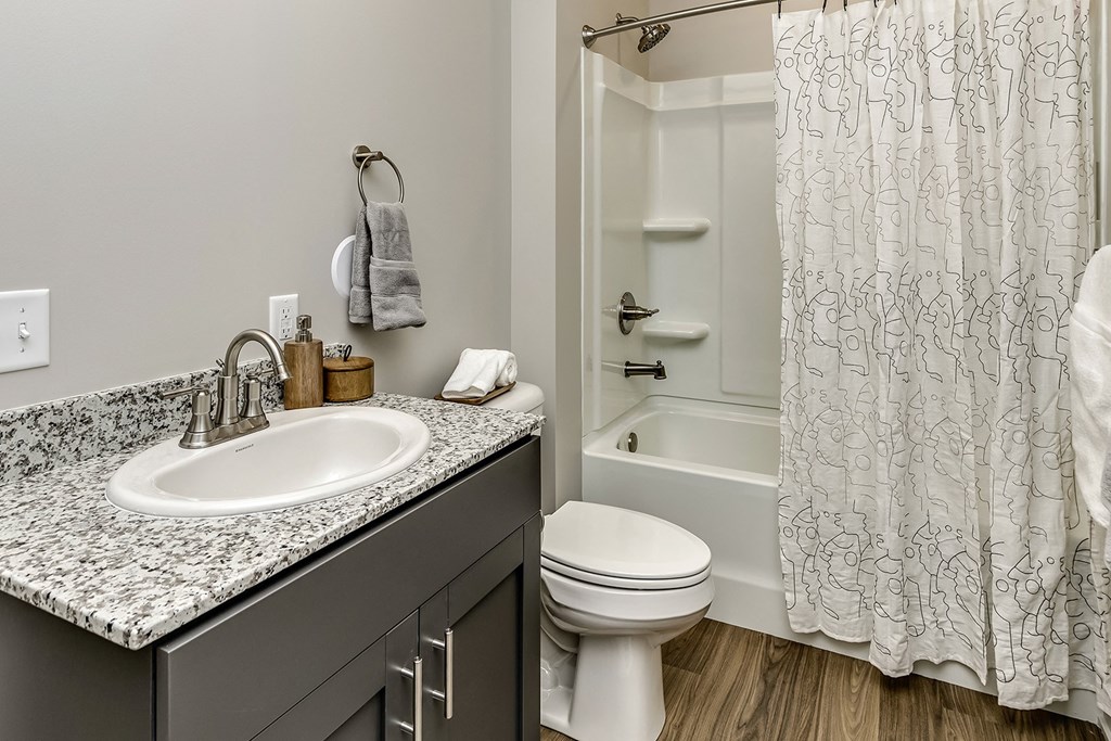 Bathroom at Sandstone Villas Apartments, Omaha, NE
