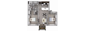 2 Bedroom, 1 Bathroom - 942 SF