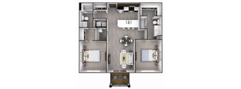 2 Bedroom, 2 Bathroom - 1059 SF