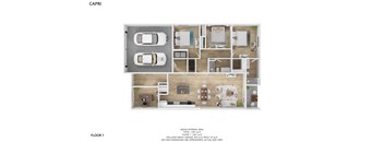 A floor plan of a one bedroom apartment with a living room, kitchen, and bathroom.