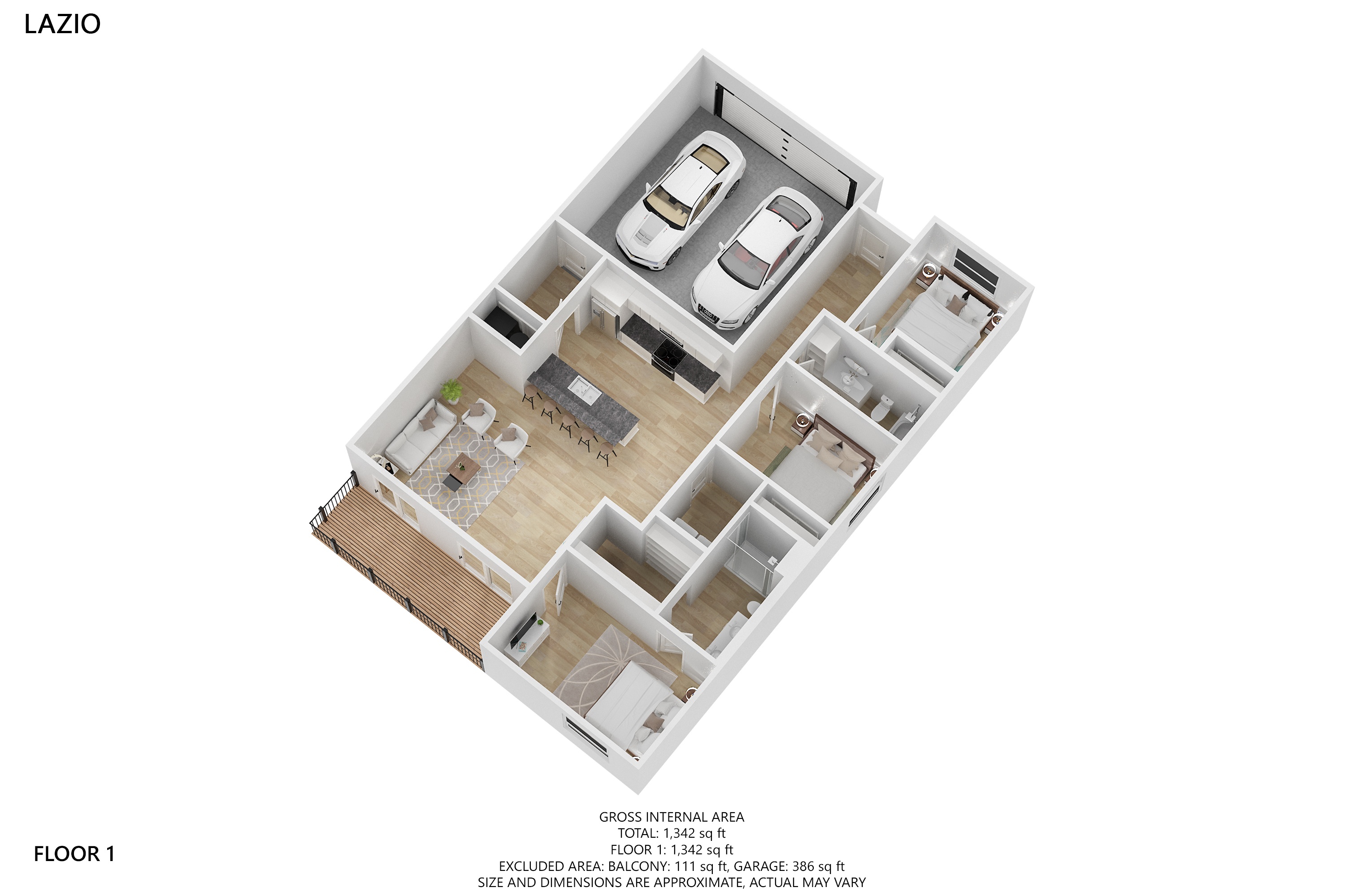 A floor plan of a house layout with a garage.