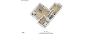 A floor plan of a Montecristo apartment.