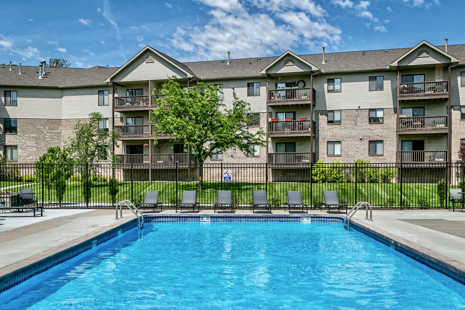 our apartments have a large swimming pool in front of our building