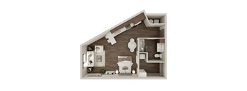 Studio 598 SF Floor Plan at The Westline at Flanagan Lake in Omaha, NE