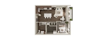 One Bed / One Bath 747 SF Floor Plan at The Westline at Flanagan Lake in Omaha, NE