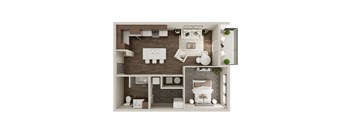 One Bed / One Bath 690 SF Floor Plan at The Westline at Flanagan Lake in Omaha, NE