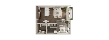 One Bed / One Bath 747 SF Floor Plan at The Westline at Flanagan Lake in Omaha, NE