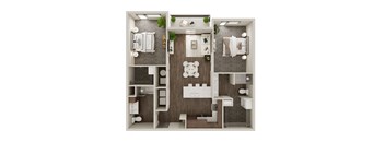 Two Bed / Two Bath 1059 SF Floor Plan at The Westline at Flanagan Lake in Omaha, NE