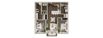 Two Bed / Two Bath 966 SF Floor Plan at The Westline at Flanagan Lake in Omaha, NE