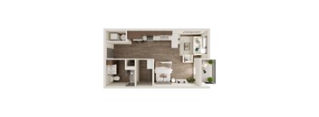 Studio Floor Plan - 498 SF Floor Plan at The Westline at Flanagan Lake in Omaha, NE