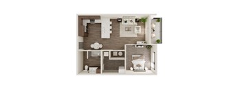 One Bed / One Bath 690 SF Floor Plan at The Westline at Flanagan Lake in Omaha, NE