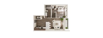 One Bed / One Bath 601 SF Floor Plan at The Westline at Flanagan Lake in Omaha, NE