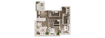 Two Bed / Two Bath 1087 SF Floor Plan at The Westline at Flanagan Lake in Omaha, NE