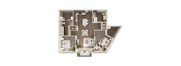 Two Bed / Two Bath 1099 SF Floor Plan at The Westline at Flanagan Lake in Omaha, NE