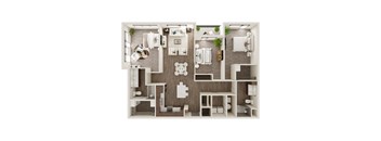 Three Bed / Two Bath 1461 SF Floor Plan at The Westline at Flanagan Lake in Omaha, NE