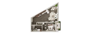 One Bed / One Bath 713 SF Floor Plan at The Westline at Flanagan Lake in Omaha, NE