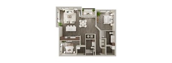 Two Bed / Two Bath 1183 SF Floor Plan at The Westline at Flanagan Lake in Omaha, NE