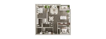 Two Bed / Two Bath 1175 SF Floor Plan at The Westline at Flanagan Lake in Omaha, NE