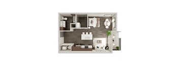 Studio - 613 SF Floor Plan at The Westline at Flanagan Lake in Omaha, NE