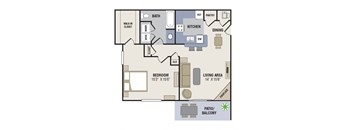 1 Bedroom, 1 Bathroom - 810 SF