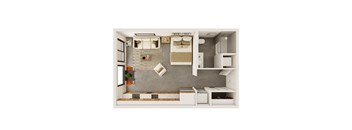 0 Bedroom, 1 Bathroom - 531 SQ FT