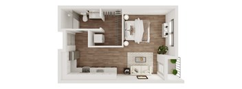 0 Bedroom, 1 Bathroom - 509 SF