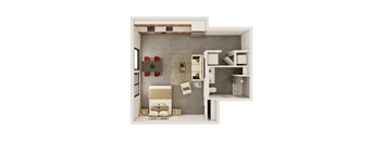 0 Bedroom, 1 Bathroom - 627 SQ FT