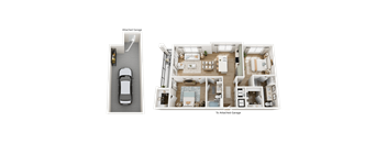 A diagram shows a house layout with a garage attached.