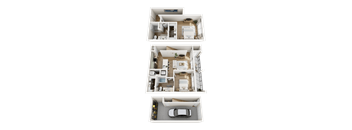 Three different floor plans of a house are displayed.