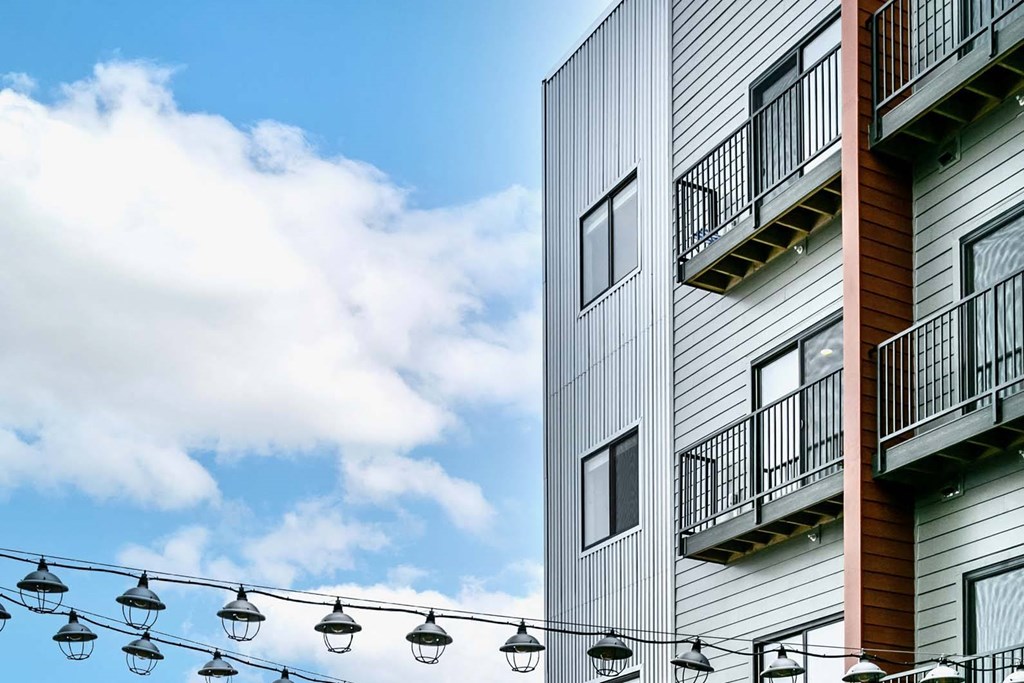 Outdoor courtyard at The Mill Apartments in Benson, NE