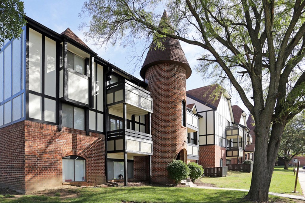 Property exteriror at Tudor Heights in Omaha, NE