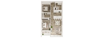 2 Bedroom, 1 Bathroom - Middle