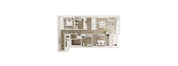 2 Bedroom, 2 Bathroom - 1320 SF