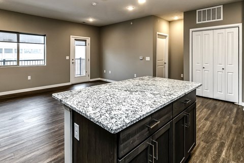 Studio, one two and three bedroom apartment homes featuring stainless steel appliances, luxury wood-style plank flooring, and in-unit washer and dryer in VUE 156 in Omaha, NE