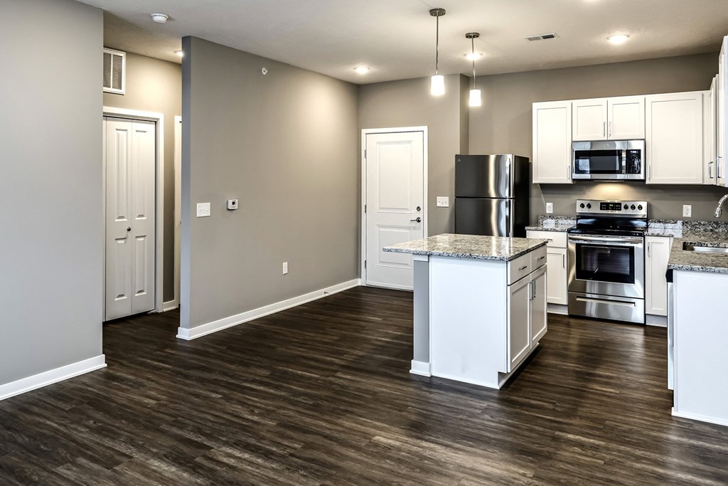 White cabinet countertops at LIV 156 Apartments in Omaha, NE