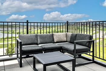 Community deck overlooking Flanagan Lake at The Westline at Flanagan Lake in Omaha, NE