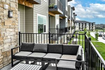 Community deck overlooking Flanagan Lake at The Westline at Flanagan Lake in Omaha, NE
