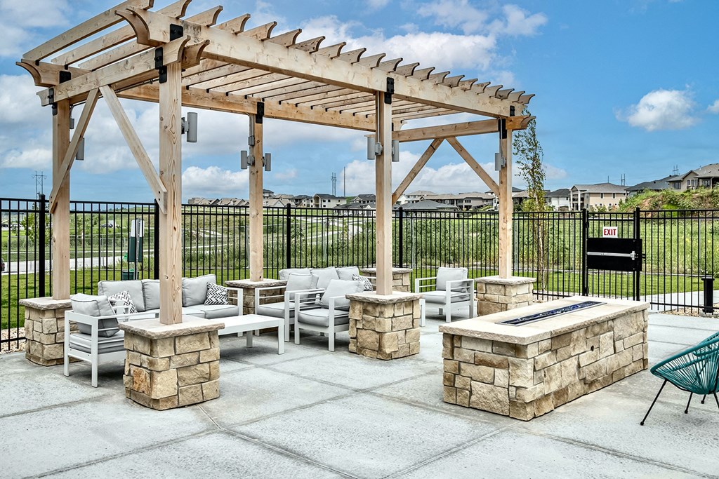Resort-style swimming pool at The Westline at Flanagan Lake in Omaha, NE