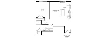 A black and white image of a floor plan for a unit labeled A4.