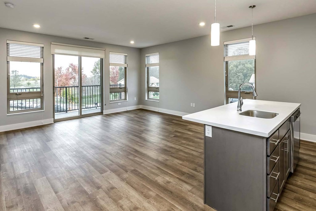Two tone shaker cabinets with large kitchens at Echo Park in Omaha, NE