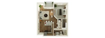 A modern bathroom with a wooden floor and white walls.
