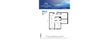 1B12-C Floor Plan at The Confluence Apartments, Pennsylvania, 18042