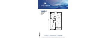 1B31-C Floor Plan at The Confluence Apartments, Easton, 18042
