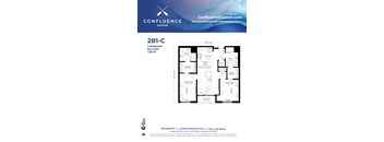 2B1-C Floor Plan at The Confluence Apartments, Pennsylvania, 18042