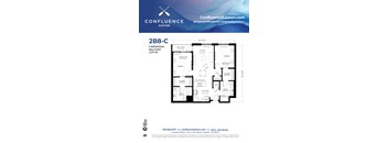 2B8-C Floor Plan at The Confluence Apartments, Pennsylvania, 18042