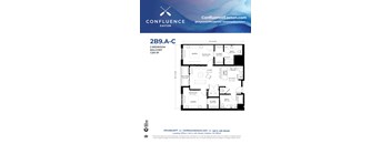 2B9A-C Floor Plan at The Confluence Apartments, Easton, PA
